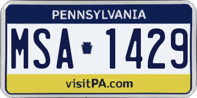 PA license plate MSA1429