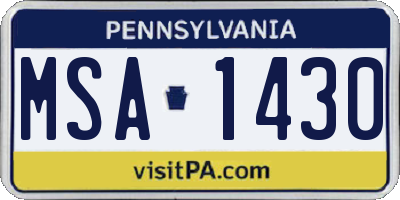 PA license plate MSA1430