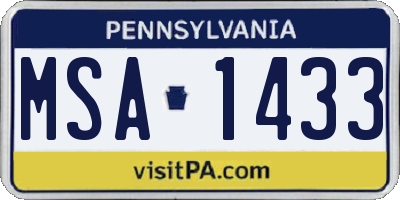 PA license plate MSA1433
