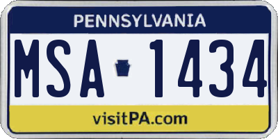 PA license plate MSA1434