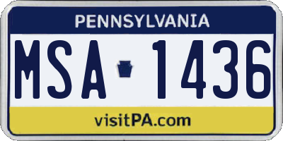 PA license plate MSA1436