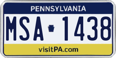 PA license plate MSA1438