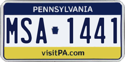 PA license plate MSA1441