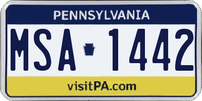 PA license plate MSA1442