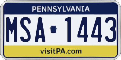 PA license plate MSA1443