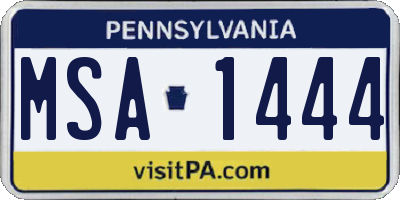 PA license plate MSA1444