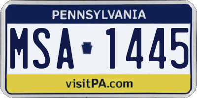PA license plate MSA1445