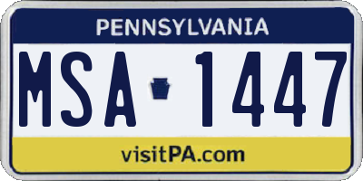 PA license plate MSA1447