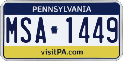 PA license plate MSA1449