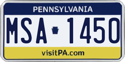 PA license plate MSA1450