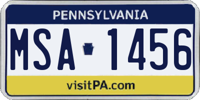 PA license plate MSA1456
