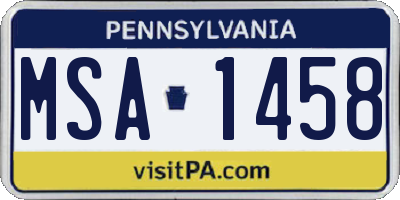 PA license plate MSA1458