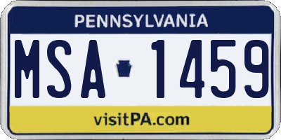 PA license plate MSA1459