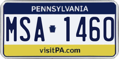 PA license plate MSA1460