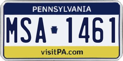 PA license plate MSA1461