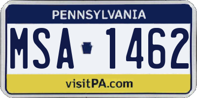 PA license plate MSA1462