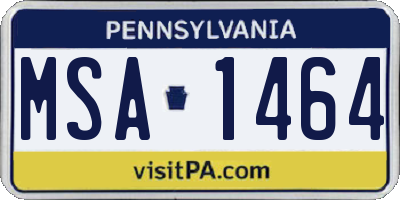 PA license plate MSA1464