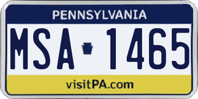 PA license plate MSA1465