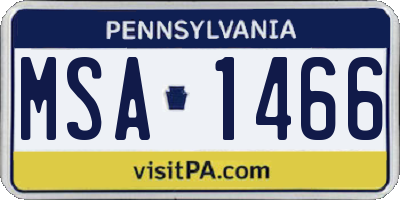 PA license plate MSA1466
