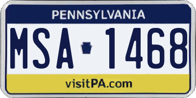 PA license plate MSA1468