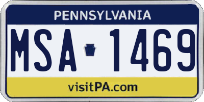 PA license plate MSA1469