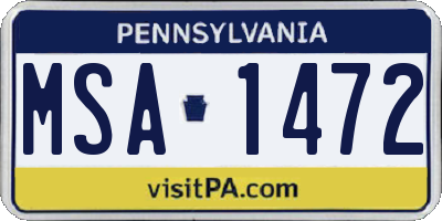 PA license plate MSA1472