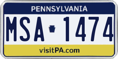 PA license plate MSA1474