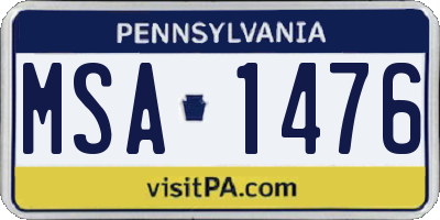PA license plate MSA1476