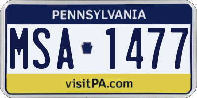 PA license plate MSA1477