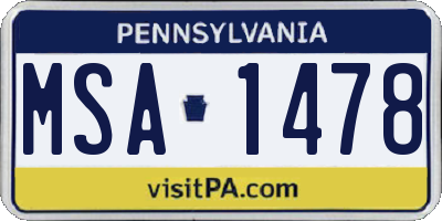 PA license plate MSA1478