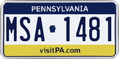 PA license plate MSA1481