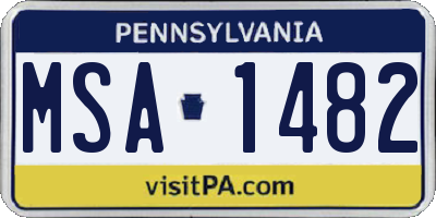 PA license plate MSA1482