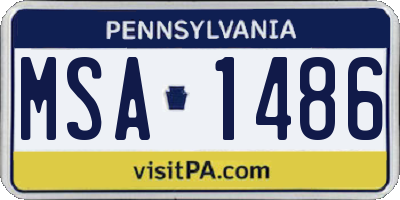 PA license plate MSA1486