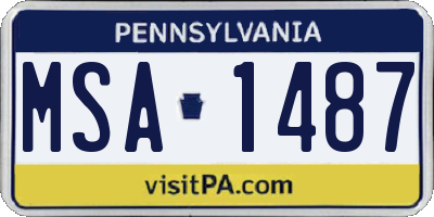 PA license plate MSA1487