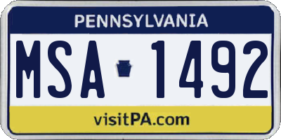PA license plate MSA1492