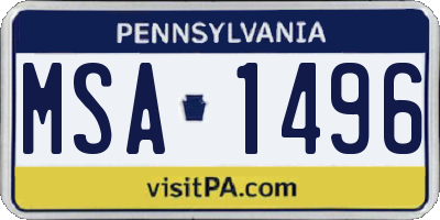 PA license plate MSA1496