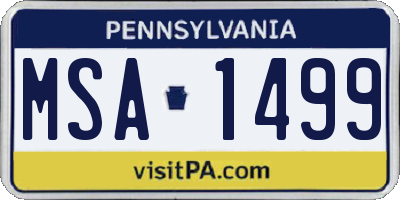 PA license plate MSA1499
