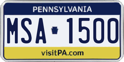PA license plate MSA1500