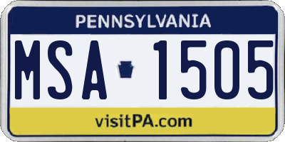 PA license plate MSA1505