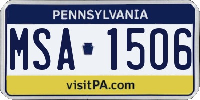 PA license plate MSA1506