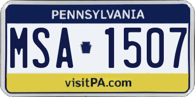 PA license plate MSA1507