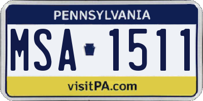 PA license plate MSA1511