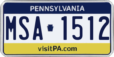 PA license plate MSA1512