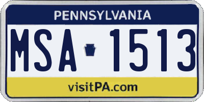 PA license plate MSA1513