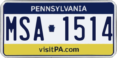 PA license plate MSA1514
