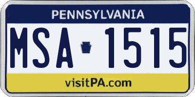 PA license plate MSA1515