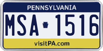 PA license plate MSA1516