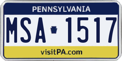 PA license plate MSA1517