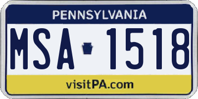 PA license plate MSA1518