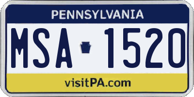 PA license plate MSA1520
